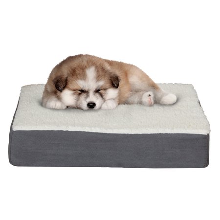 PET ADOBE Orthopedic Sherpa Top Pet Bed with Memory Foam and Removable Cover 20x15x4 Gray by Pet Adobe 853846MXC